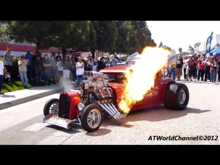 Monster hot rod wild thang shooting flames, loud engine sound and rev! porn automotive prolong