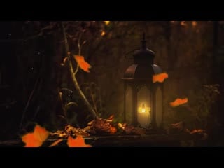 Autumn woods night ambience fire crackling, candle burning, leaves falling, cricket 1 hour