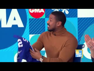 ‘gma’ hot list michael strahan gifts michael b jordan his giants jersey