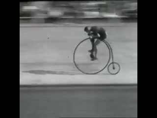 1928 a penny farthing race at herne hill, london