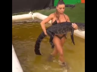 Приседание с крокодилом? такого вы еще не видели!
