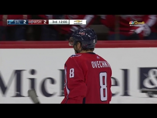 Alex ovechkin fires a rocket top corner for power play goal