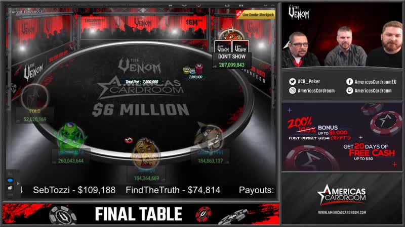Americas cardroom $ gtd venom final table