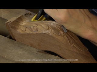 Carving an acanthus leaf on a tea table leg introduction