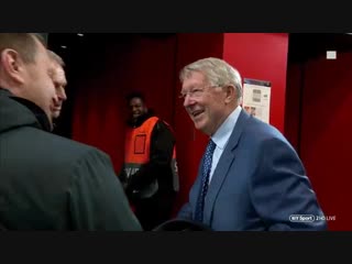 Sir alex ferguson arrives at old trafford looking well boss [bt]