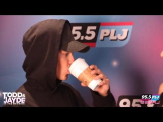 Justin bieber tries a pumpkin spice latte on 95 5 plj! on vimeo