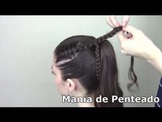 Penteado com tranças embutidas laterais e rabo de cavalo