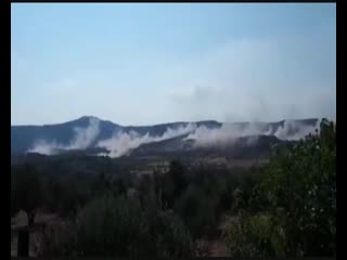 Syria artillery shelling on village of bidama sw idlib