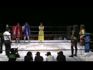 (goddesses of stardom title) cheerleader melissa & chelsea vs thunder rock (io shirai & mayu iwatani) (c)