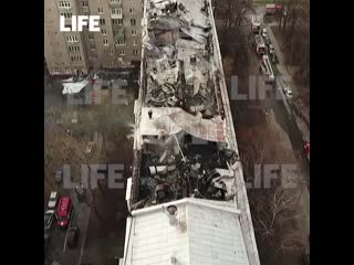 Кадры с дрона последствия пожара в московской многоэтажке