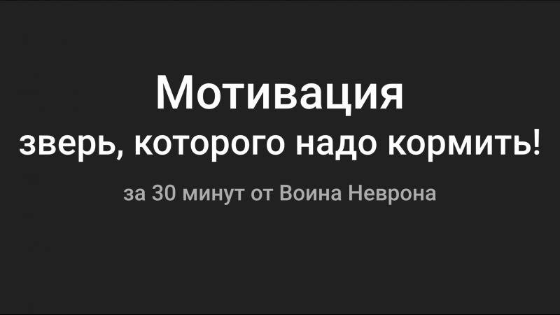 Мотивация зверь, которого надо кормить! 30 огненных минут от воина неврона