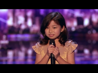 Celine tam adorable 9 year old earns golden buzzer from laverne cox americas got talent 2017