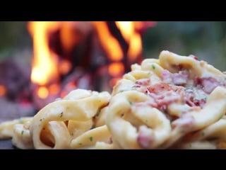 Лучшая карбонара в мире! приготовление пищи в лесу best carbonara ever! cooking in the forest