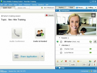 Webex training center send and receive video