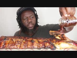 [good eating asmr] asmr eating rack of barbecue baby back ribs | bbq chicken | savage eating