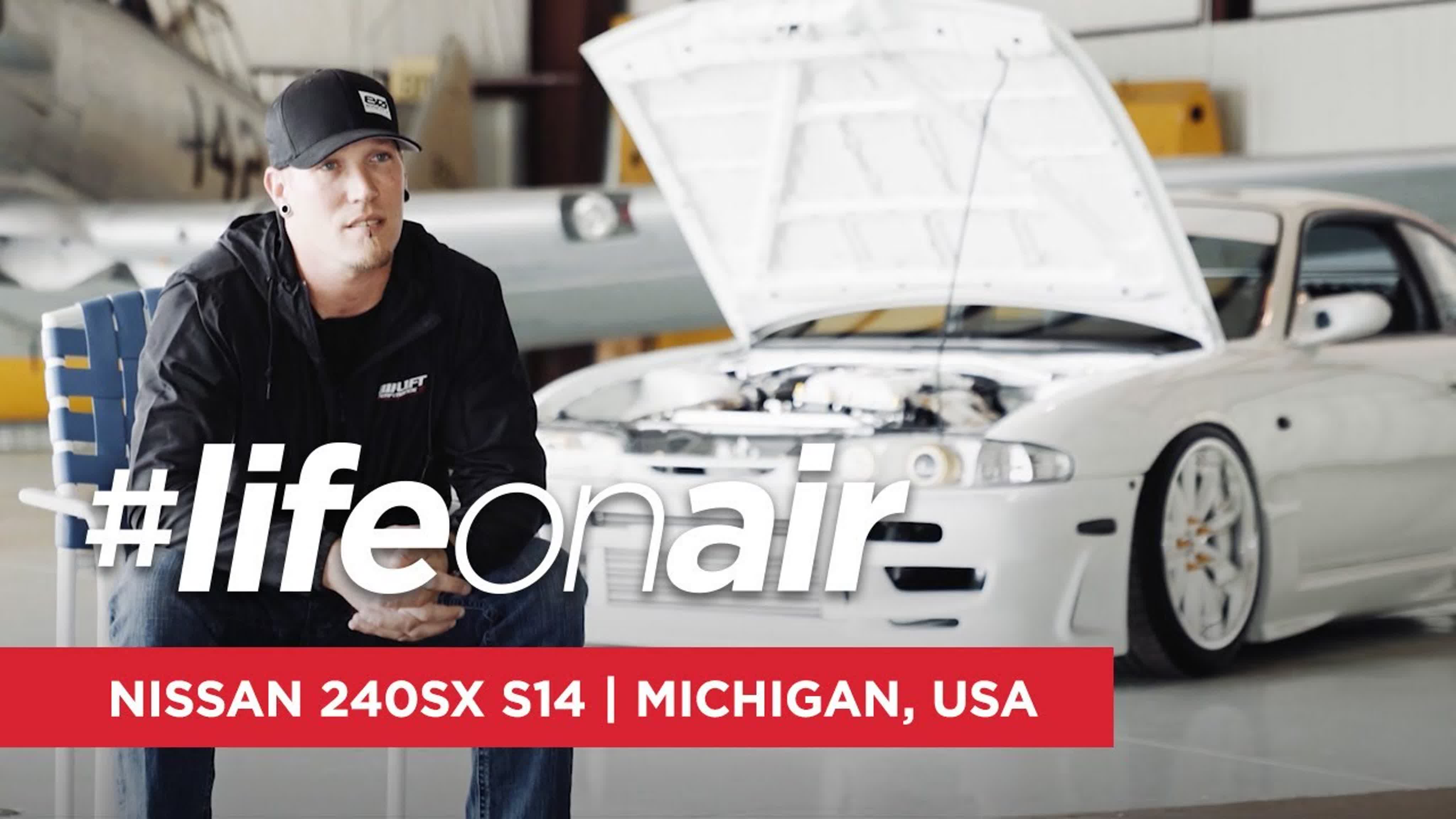 Nissan 240sx s14 on air suspension lifeonair feature in michigan, usa