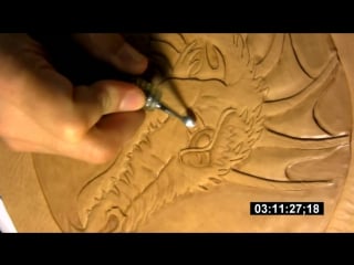 Leathercraft how to carve, stamp and tool a dragon on a veg tanned leather