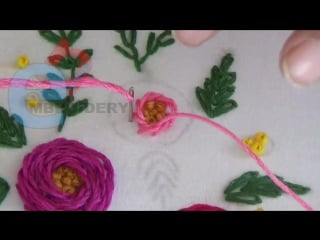 Hand embroidery rosette rose stitch