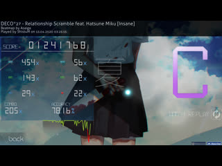 Shist plays deco*27 relationship scramble feat hatsune miku | level insane | max combo x205 | mark c | osu!