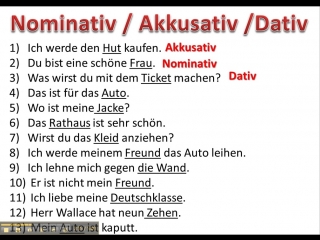 Determining cases with nominative accusative and dative