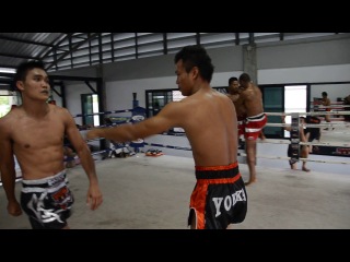 Kem sitsongpeenong vs sittichai clinching at sitsongpeenong yokkao training center in bangkok