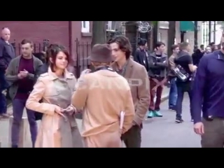 Selena gomez with woody allen & timothée chalamet on set of woody allen’s movie in ny 9/11/2017