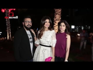 Shilpa shetty and shamita shetty spotted with raj kundra at yauatcha restaurant