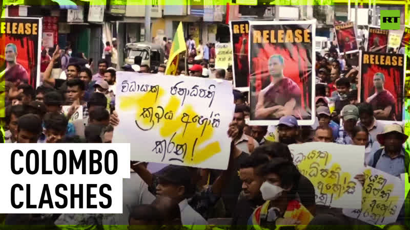 Tear gas & water cannons cops clash with protesters in sri lanka