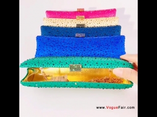 Vogue fair stylish elongated satin clutch sparking rhinestones nightclub party bag