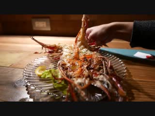 Black pork tiger prawn japanese teppanyaki okinawa japan