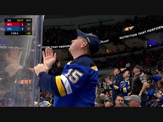 Jordan binnington stretches across to rob victor mete