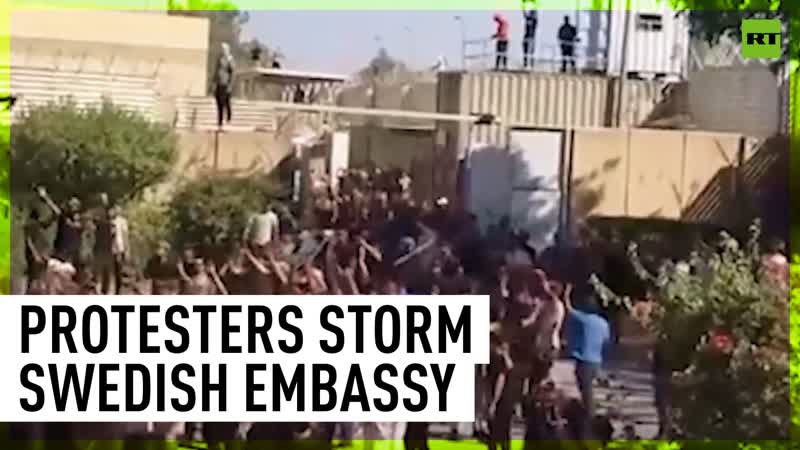 Protestors storm swedish embassy after quran burning