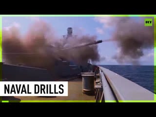 Russian warship holds drills in atlantic