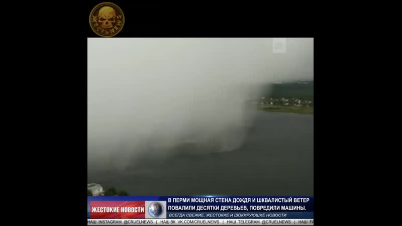 В перми мощная стена дождя и шквалистый ветер повалили десятки деревьев, повредили машины mp4