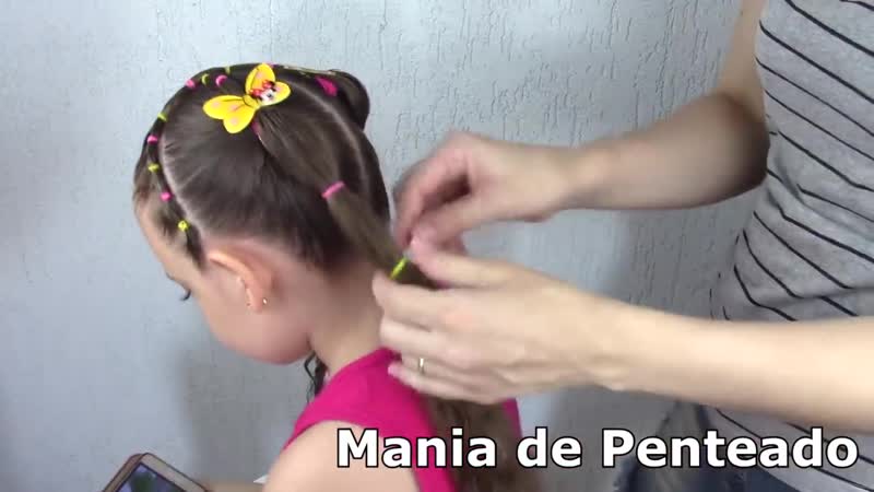 Penteado infantil com ligas e maria chiquinha cute girl hairstyle
