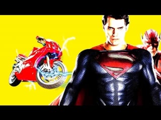 Superheroes on motorbikes learn colors with spiderman, superman, batman, flash, green lantern,