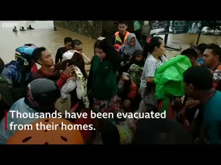 Indonesia flash flood sweeps away entire longhouse bbc news