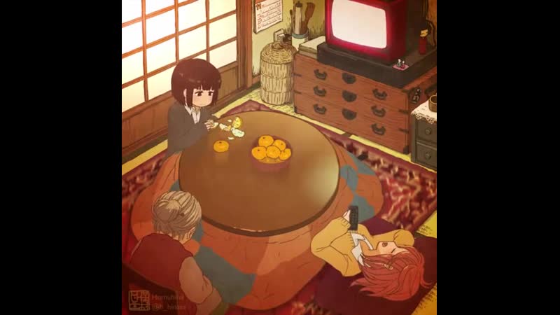 Two lesbian anime girls rub each other under table