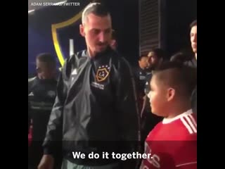 Zlatan ibrahimovic comforting this young mascot ❤️