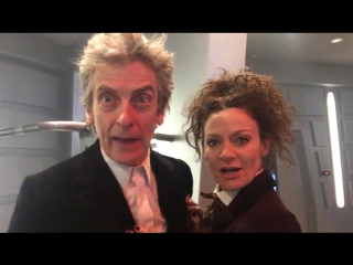 Matt lucas, pearl mackie, peter capaldi and michelle gomez on set "world enough and time"