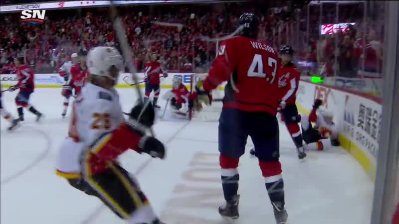 Fights break out after nicklas backstrom levels johnny gaudreau with cheap shot