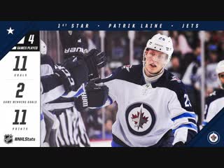 Patrik laine collects first star of the week