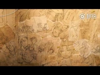 The wall with sketches by mochizuki jun in pandorahearts x ヴァニタスの手記 collaboration cafe