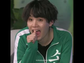 Crying at yoongi's cute habit whenever he notices that the camera is on him (