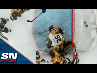 Brad marchand punches hits tristan jarry in the head with stick