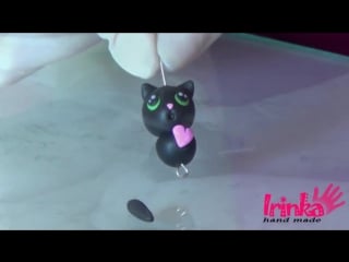 Серьги черный кот мастер класс black cat polymer clay tutorial
