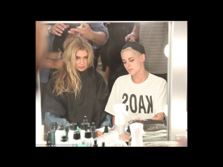 Kristen stewart supports stella maxwell backstage at moschino resort collection show in la (08/06)