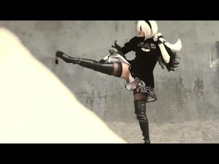 Милая мечница #music #cosplay #warrior #fantasy #stockings #whitehair #nierautomata