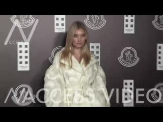 Liza koshy, elsa hosk, jordan barrett and more at moncler photocall in milan