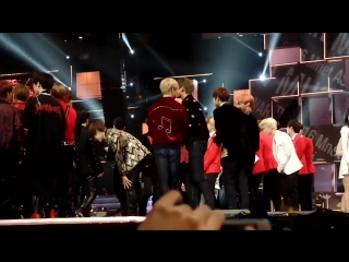 [fancam] 161202 bts & exo interactions ending @ mama 2016